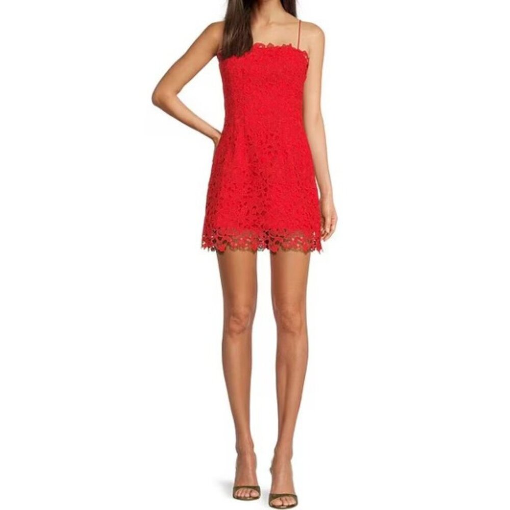 Muse by Marchesa Red Begonia Lace‎ Square Neck A-Line Dress - SZ 12 - NWT